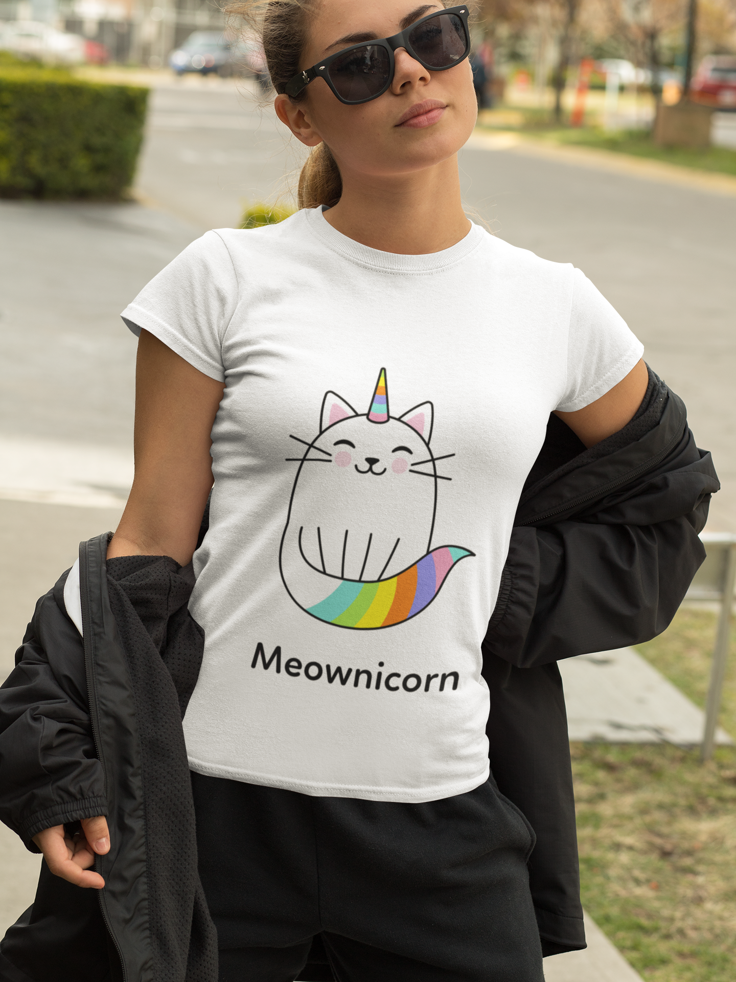 JC's 100% Premium Cotton Cat Unicorn T-Shirt for Her