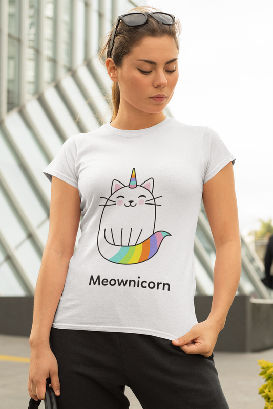 JC's 100% Premium Cotton Cat Unicorn T-Shirt for Her