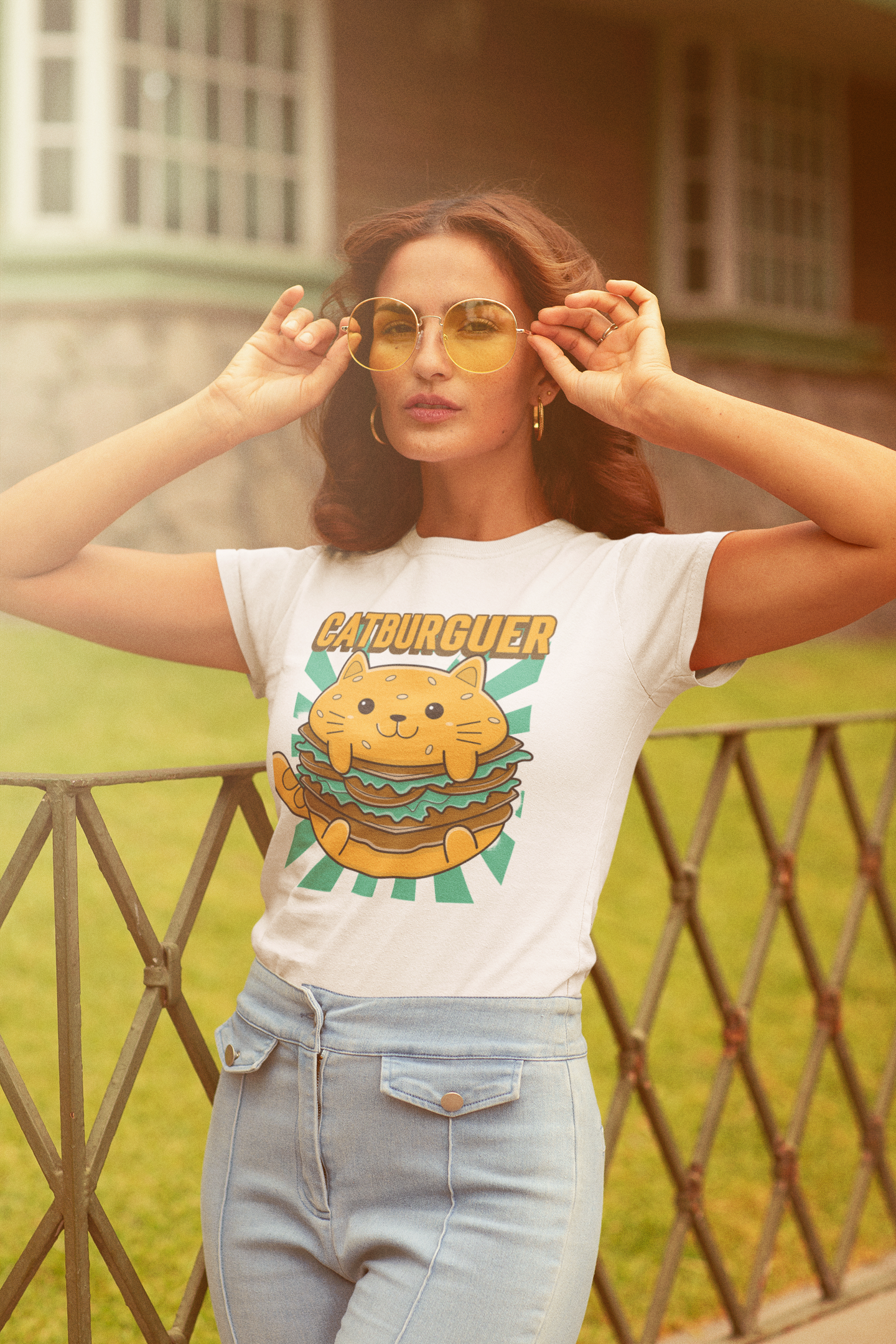 JC's 100% Premium Cotton CATBURGUER T-Shirt for Her