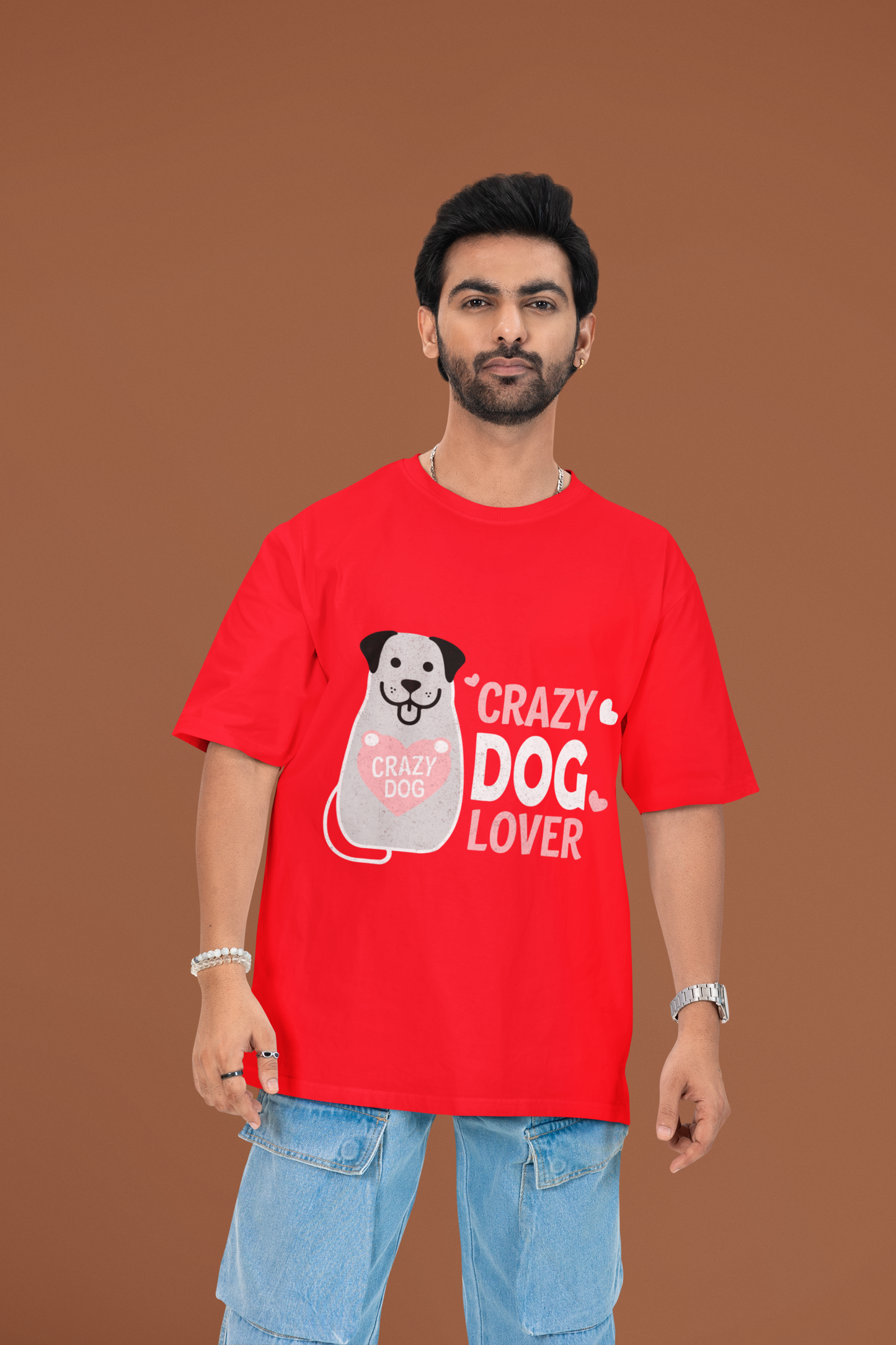 JC's 100% Cotton Crazy Dog Lover oversized T-shirt for Him and Her