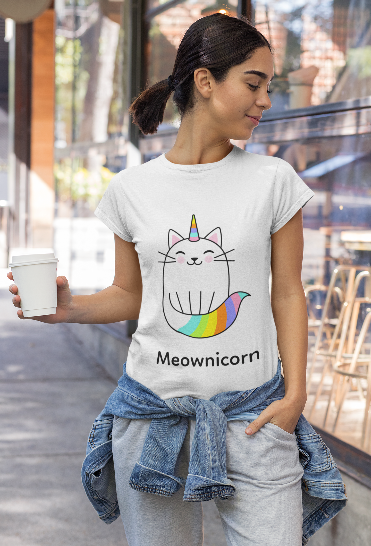 JC's 100% Premium Cotton Cat Unicorn T-Shirt for Her