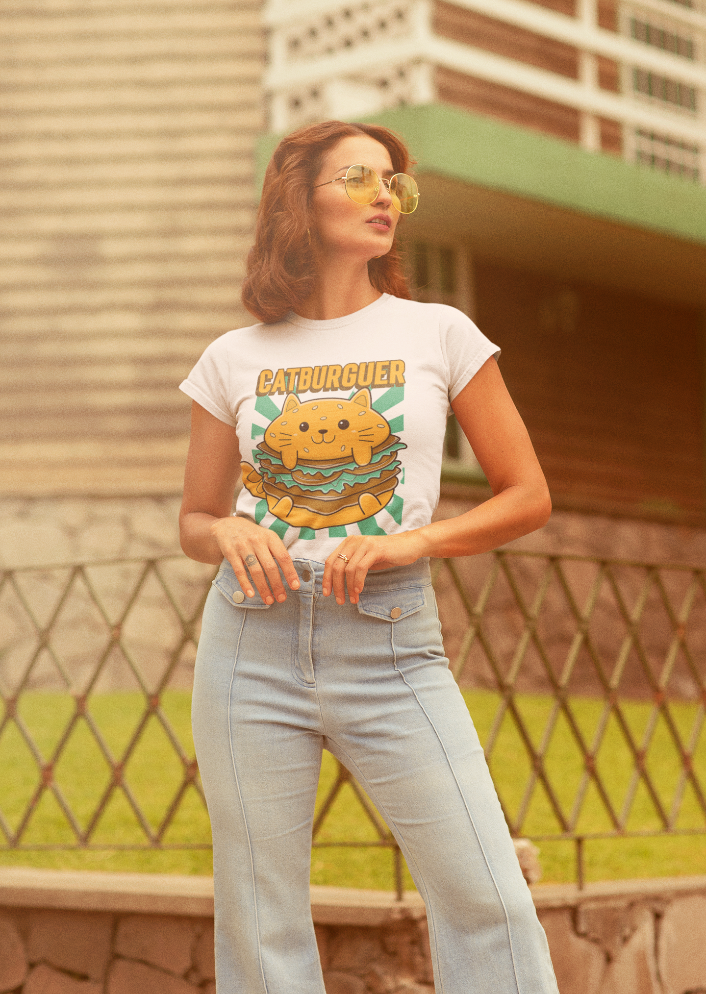 JC's 100% Premium Cotton CATBURGUER T-Shirt for Her