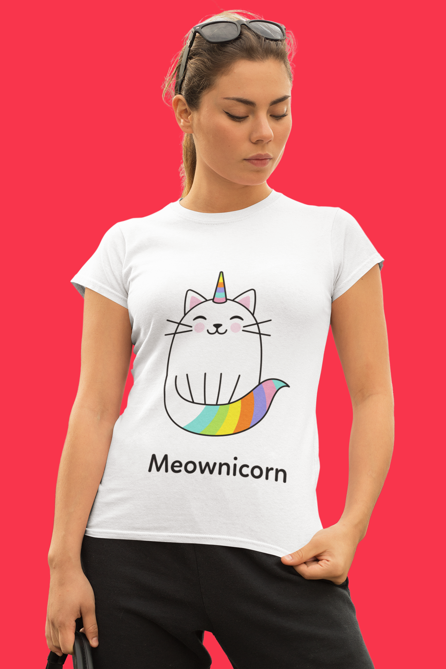 JC's 100% Premium Cotton Cat Unicorn T-Shirt for Her